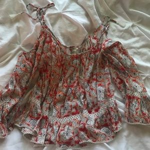 off the shoulder floral blouse